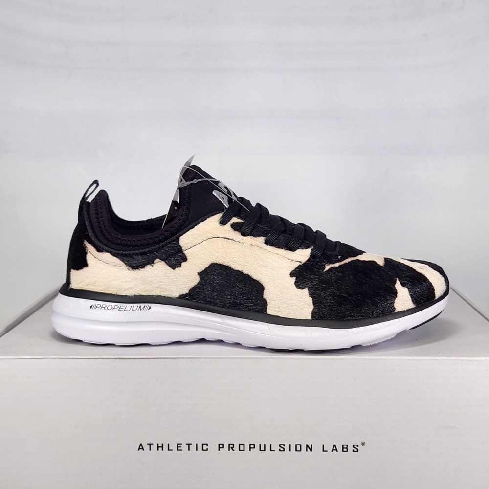 APL Iconic Phantom Sneakers Women Size 6 Black White Cow Calf Hair